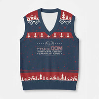 Freedom Never Dies Charlie Kirk V-Neck Knit Sweater Vest Vintage American Flag - Wonder Print Shop