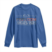 Freedom Never Dies Charlie Kirk Long Sleeve Shirt Vintage American Flag - Wonder Print Shop