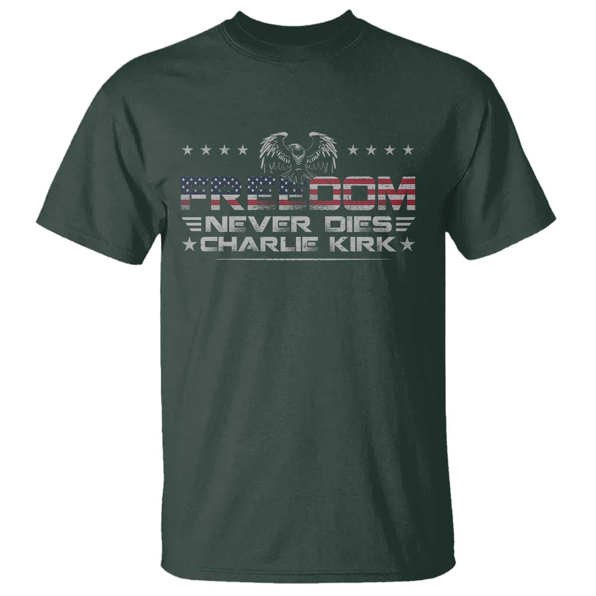 Freedom Never Dies Charlie Kirk T Shirt Vintage American Flag - Wonder Print Shop