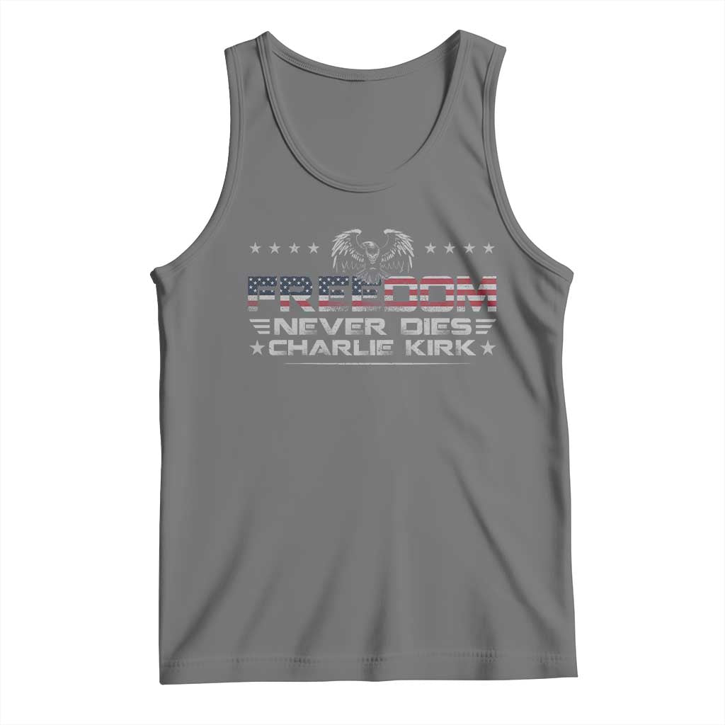 Freedom Never Dies Charlie Kirk Tank Top Vintage American Flag - Wonder Print Shop