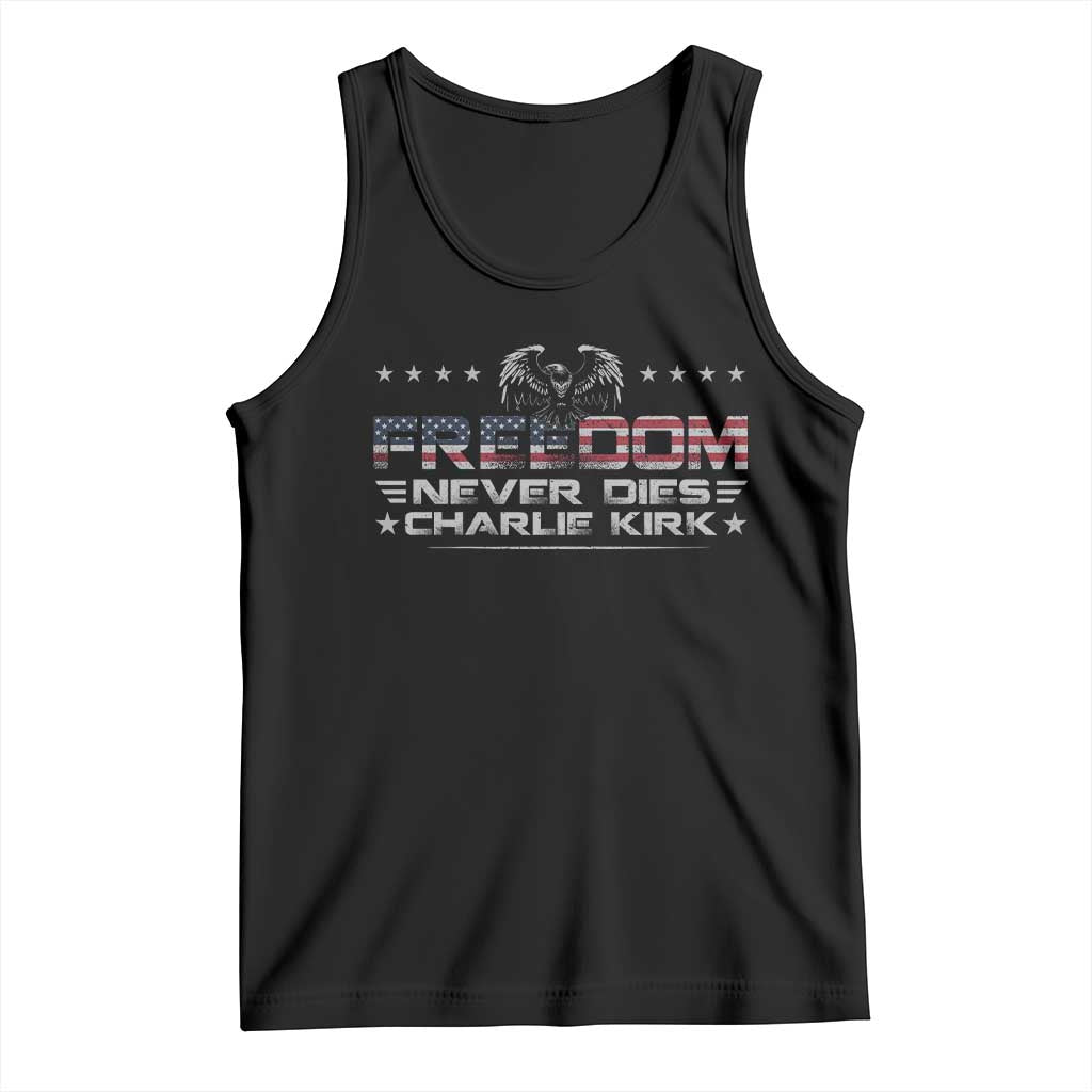 Freedom Never Dies Charlie Kirk Tank Top Vintage American Flag - Wonder Print Shop