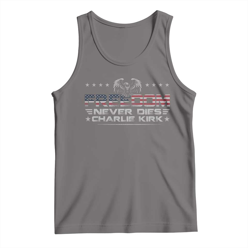 Freedom Never Dies Charlie Kirk Tank Top Vintage American Flag - Wonder Print Shop