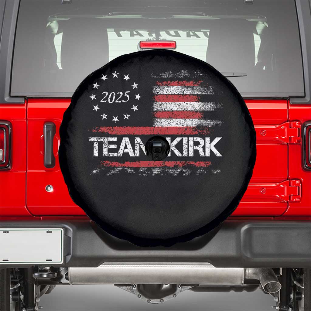 Team Kirk 2025 Spare Tire Cover Charlie Kirk Freedom Vintage American Flag - Wonder Print Shop