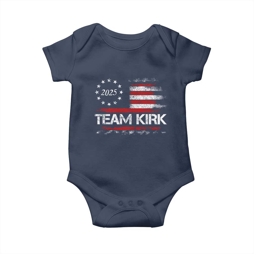 Team Kirk 2025 Baby Onesie Freedom Vintage American Flag - Wonder Print Shop