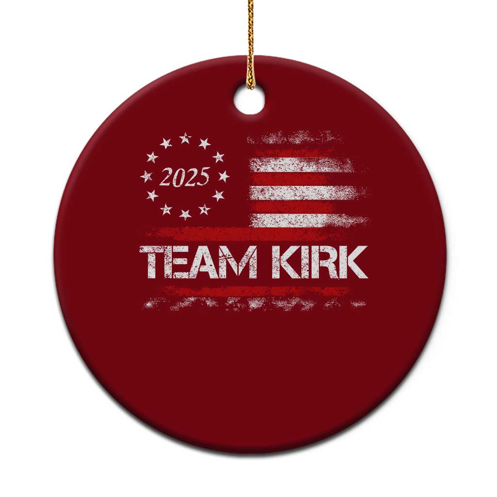 Team Kirk 2025 Ceramic Ornament Charlie Kirk Freedom Vintage American Flag - Wonder Print Shop