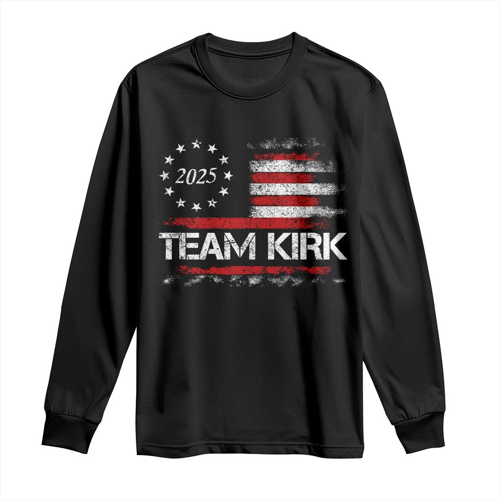 Team Kirk 2025 Long Sleeve Shirt Freedom Vintage American Flag - Wonder Print Shop