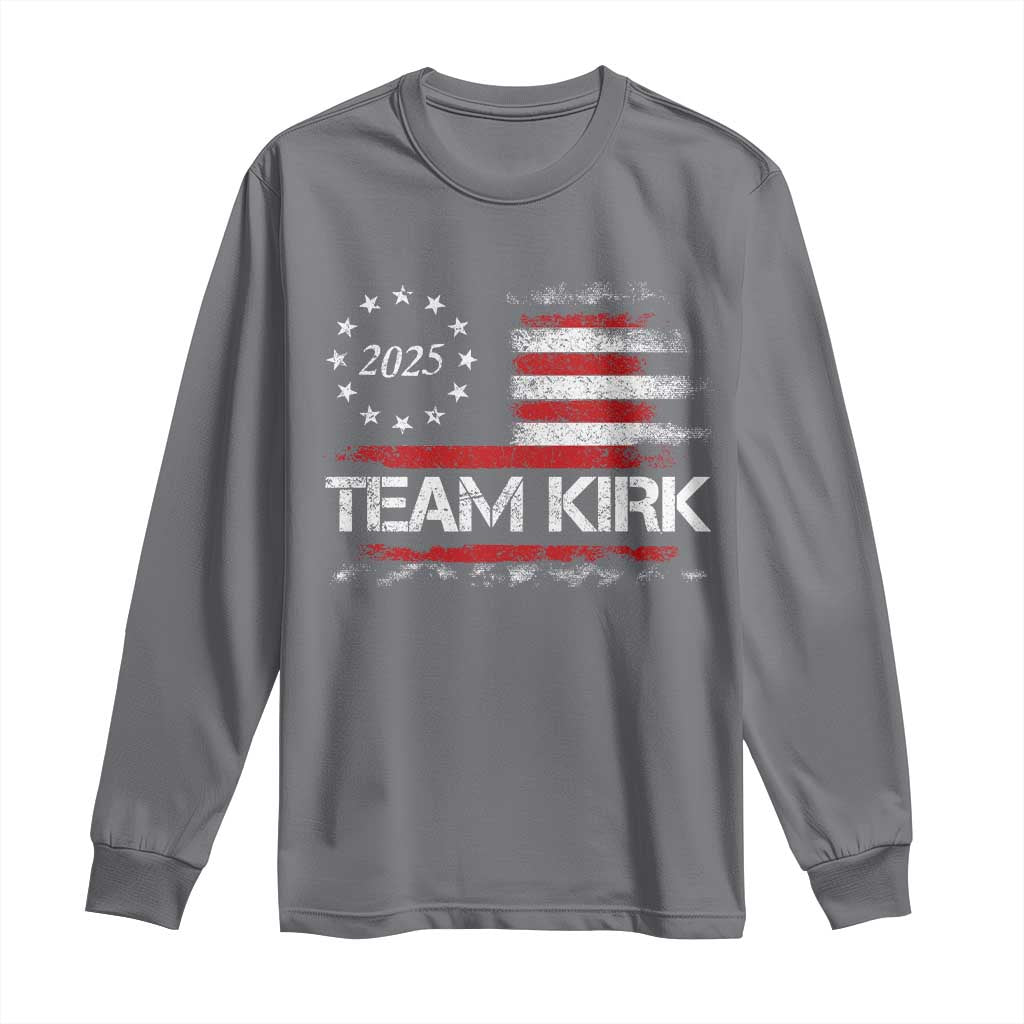Team Kirk 2025 Long Sleeve Shirt Freedom Vintage American Flag - Wonder Print Shop