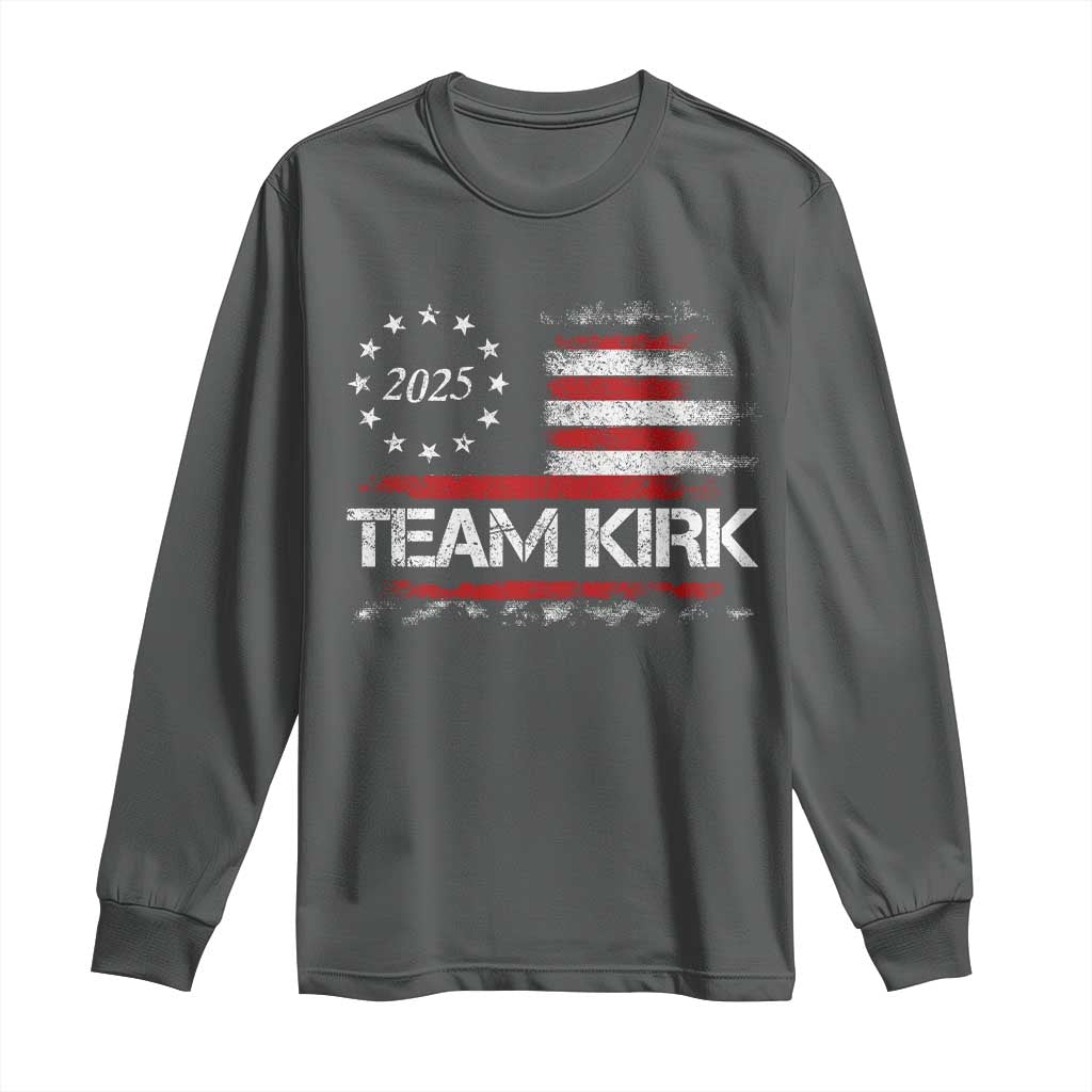 Team Kirk 2025 Long Sleeve Shirt Freedom Vintage American Flag - Wonder Print Shop