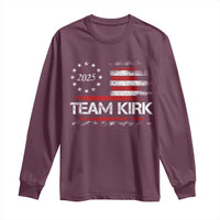 Team Kirk 2025 Long Sleeve Shirt Freedom Vintage American Flag - Wonder Print Shop