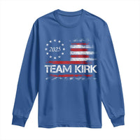 Team Kirk 2025 Long Sleeve Shirt Freedom Vintage American Flag - Wonder Print Shop