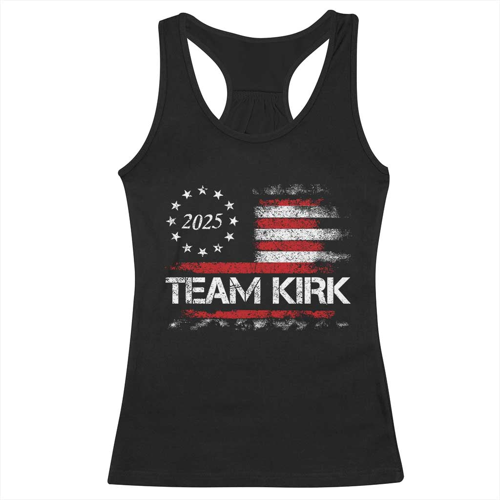Team Kirk 2025 Racerback Tank Top Freedom Vintage American Flag - Wonder Print Shop