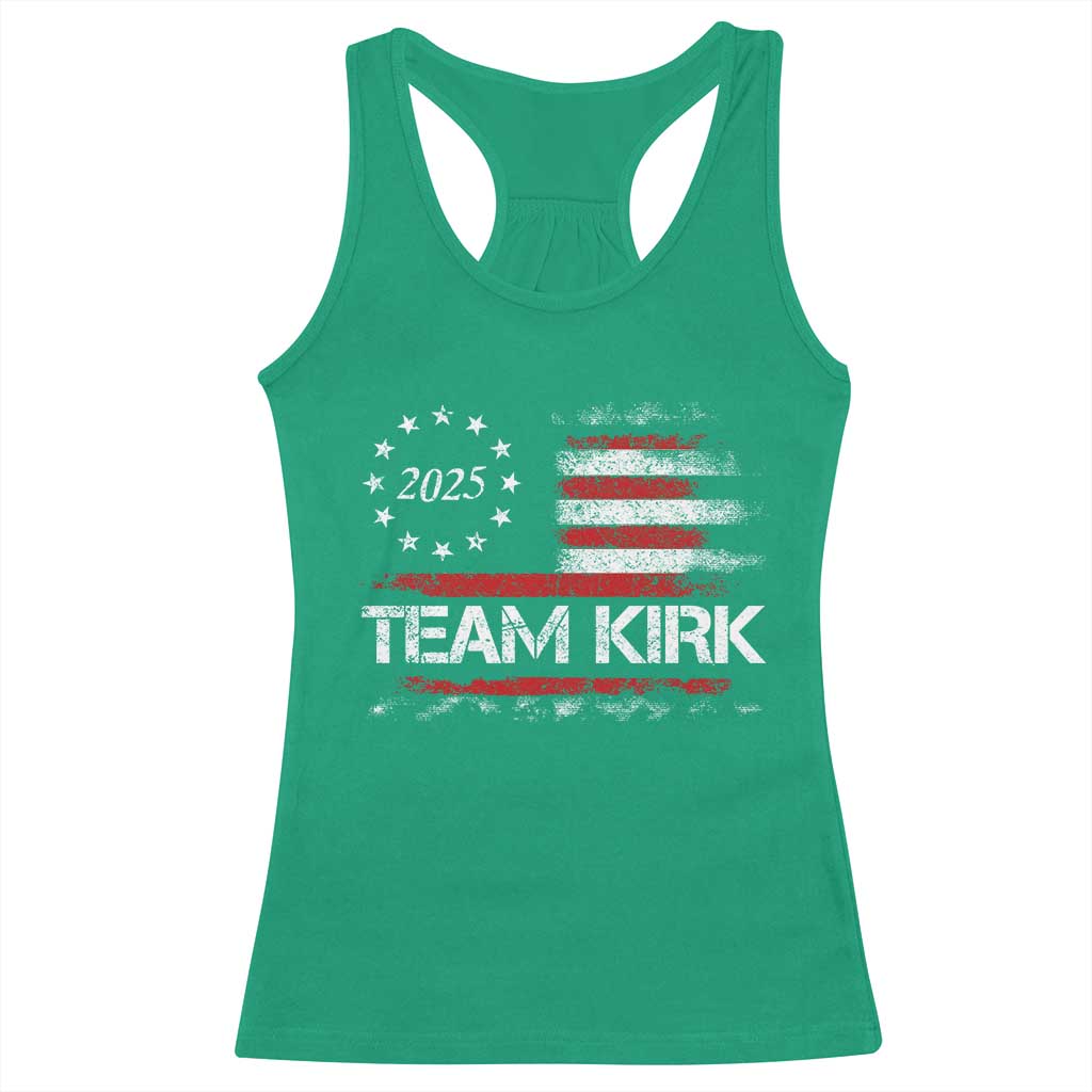 Team Kirk 2025 Racerback Tank Top Freedom Vintage American Flag - Wonder Print Shop