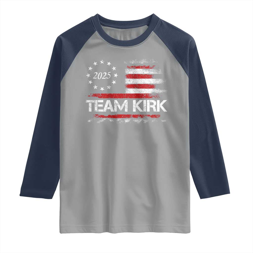 Team Kirk 2025 Raglan Shirt Charlie Kirk Freedom Vintage American Flag - Wonder Print Shop