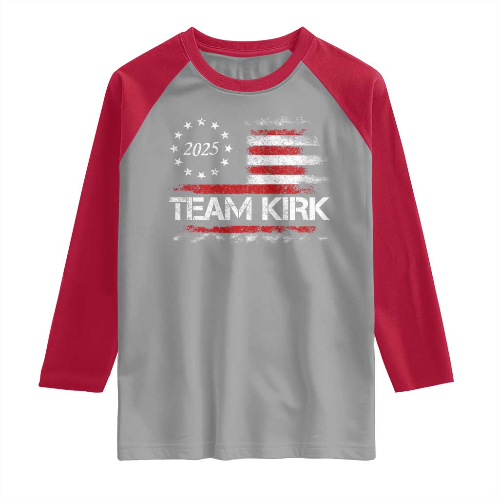 Team Kirk 2025 Raglan Shirt Charlie Kirk Freedom Vintage American Flag - Wonder Print Shop