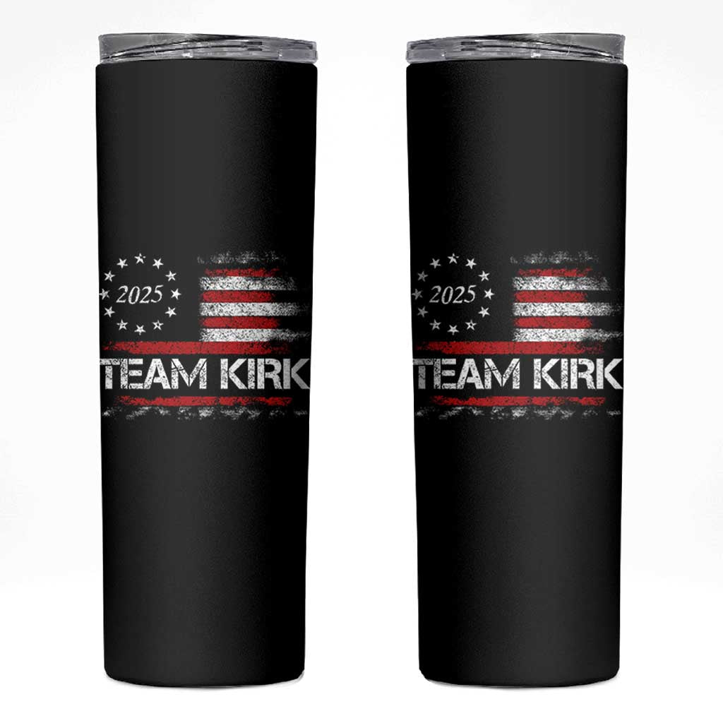 Team Kirk 2025 Skinny Tumbler Charlie Kirk Freedom Vintage American Flag - Wonder Print Shop