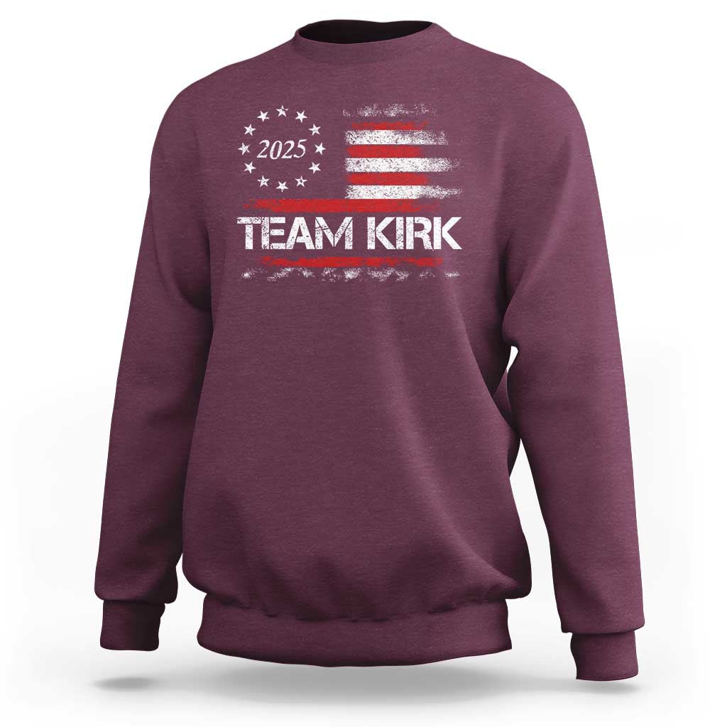 Team Kirk 2025 Sweatshirt Charlie Kirk Freedom Vintage American Flag - Wonder Print Shop