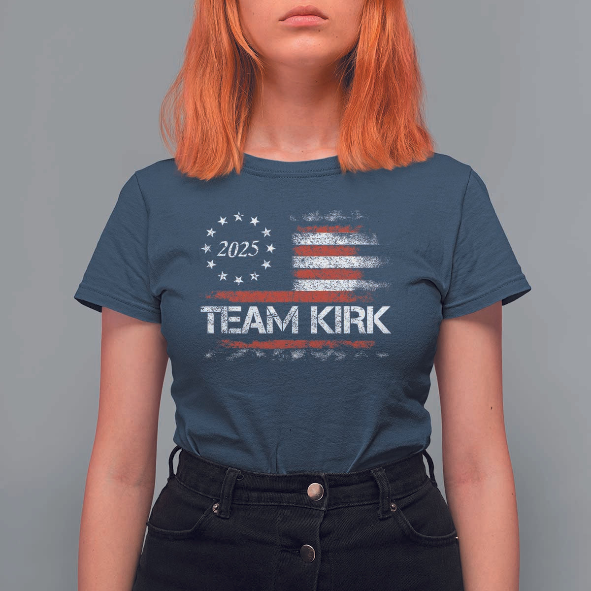 Team Kirk 2025 T Shirt For Women Charlie Kirk Freedom Vintage American Flag - Wonder Print Shop