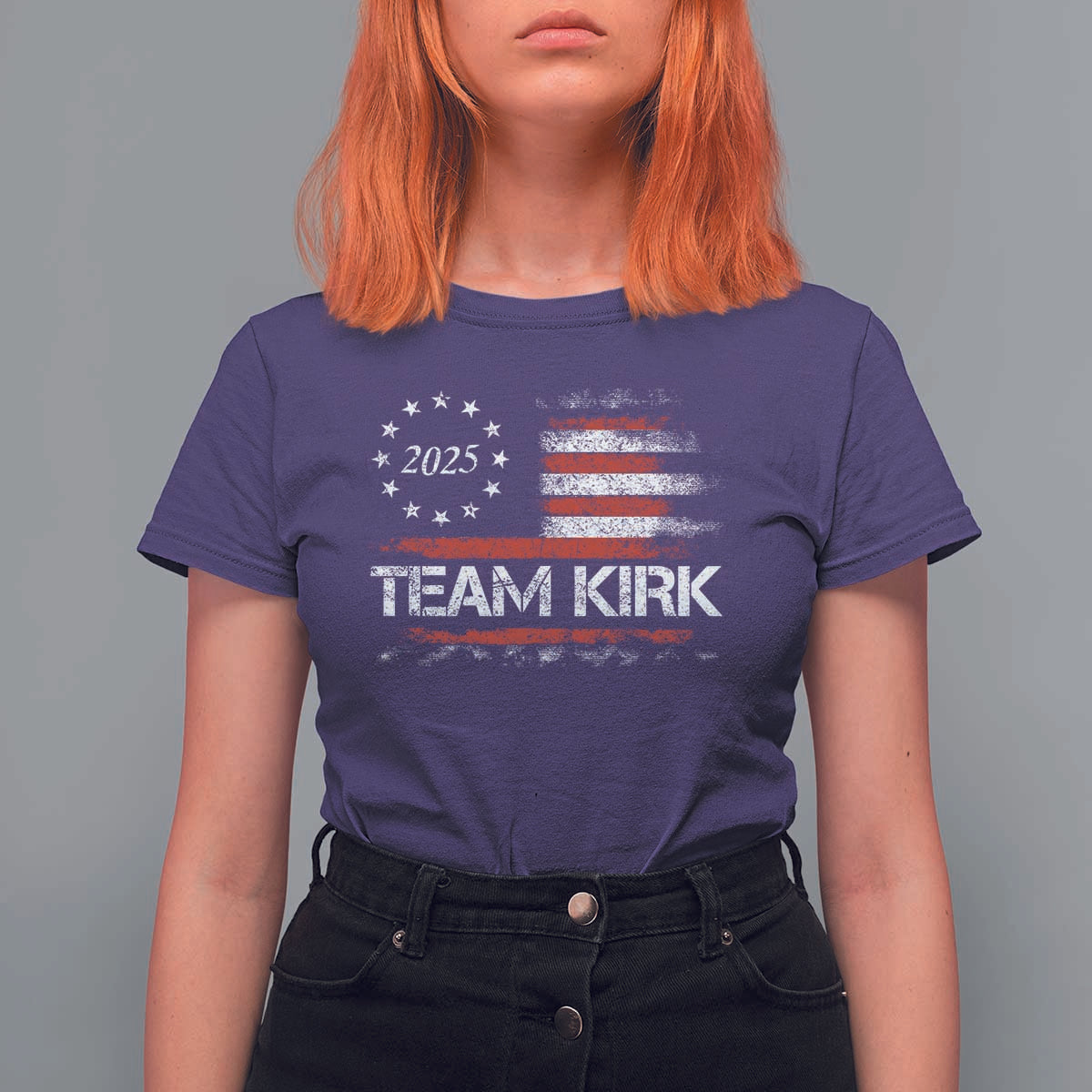 Team Kirk 2025 T Shirt For Women Charlie Kirk Freedom Vintage American Flag - Wonder Print Shop