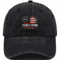 Team Kirk 2025 Washed Cotton Baseball Cap Charlie Kirk Freedom Vintage American Flag