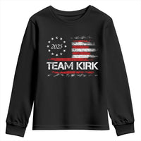 Team Kirk 2025 Youth Sweatshirt Freedom Vintage American Flag - Wonder Print Shop