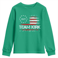 Team Kirk 2025 Youth Sweatshirt Freedom Vintage American Flag - Wonder Print Shop