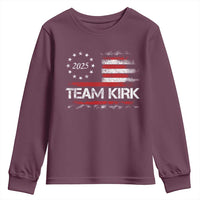 Team Kirk 2025 Youth Sweatshirt Freedom Vintage American Flag - Wonder Print Shop