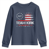 Team Kirk 2025 Youth Sweatshirt Freedom Vintage American Flag - Wonder Print Shop
