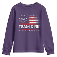 Team Kirk 2025 Youth Sweatshirt Freedom Vintage American Flag - Wonder Print Shop