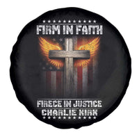 Firm In Faith Fierce In Justice Charlie Kirk Spare Tire Cover Christian Cross American Flag - Wonder Print Shop