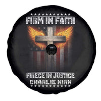 Firm In Faith Fierce In Justice Charlie Kirk Spare Tire Cover Christian Cross American Flag - Wonder Print Shop