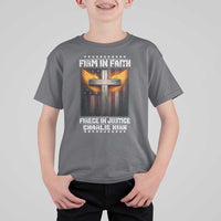 Firm In Faith Fierce In Justice Charlie Kirk T Shirt For Kid Christian Cross American Flag - Wonder Print Shop