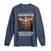 Firm In Faith Fierce In Justice Charlie Kirk Long Sleeve Shirt Christian Cross American Flag - Wonder Print Shop