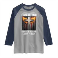 Firm In Faith Fierce In Justice Charlie Kirk Raglan Shirt Christian Cross American Flag - Wonder Print Shop