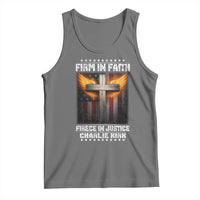 Firm In Faith Fierce In Justice Charlie Kirk Tank Top Christian Cross American Flag - Wonder Print Shop