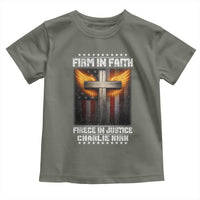 Firm In Faith Fierce In Justice Charlie Kirk Toddler T Shirt Christian Cross American Flag - Wonder Print Shop