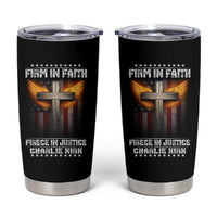 Firm In Faith Fierce In Justice Charlie Kirk Tumbler Cup Christian Cross American Flag - Wonder Print Shop
