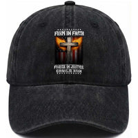 Firm In Faith Fierce In Justice Charlie Kirk Washed Cotton Baseball Cap Christian Cross American Flag
