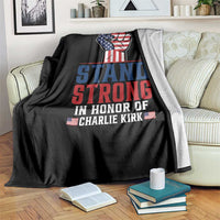 Stand Strong In Honor Of Charlie Kirk Throw Blanket Handfist American Flag - Wonder Print Shop