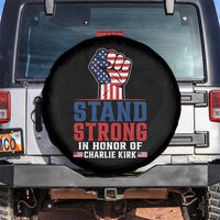 Stand Strong In Honor Of Charlie Kirk Spare Tire Cover Handfist American Flag - Wonder Print Shop