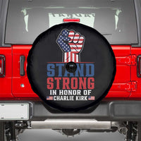 Stand Strong In Honor Of Charlie Kirk Spare Tire Cover Handfist American Flag - Wonder Print Shop