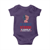 Stand Strong In Honor Of Charlie Kirk Baby Onesie Handfist American Flag - Wonder Print Shop