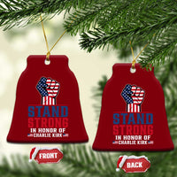 Stand Strong In Honor Of Charlie Kirk Ceramic Ornament Handfist American Flag - Wonder Print Shop