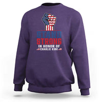 Stand Strong In Honor Of Charlie Kirk Sweatshirt Handfist American Flag - Wonder Print Shop
