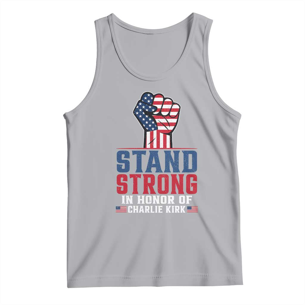 Stand Strong In Honor Of Charlie Kirk Tank Top Handfist American Flag - Wonder Print Shop
