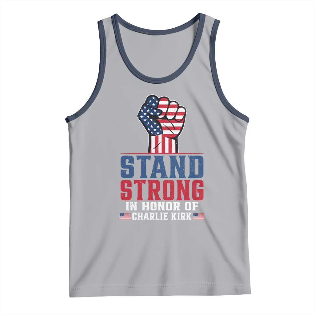 Stand Strong In Honor Of Charlie Kirk Tank Top Handfist American Flag - Wonder Print Shop