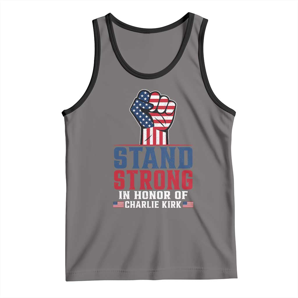Stand Strong In Honor Of Charlie Kirk Tank Top Handfist American Flag - Wonder Print Shop