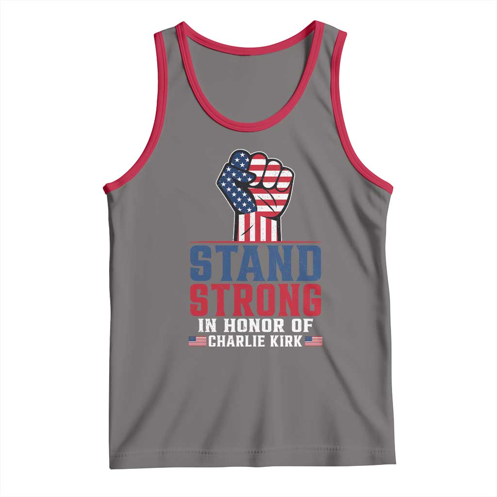 Stand Strong In Honor Of Charlie Kirk Tank Top Handfist American Flag - Wonder Print Shop