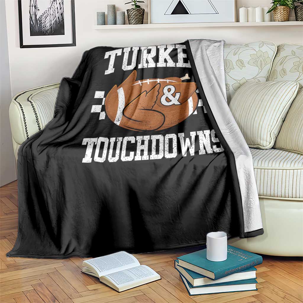 Funny Turkey And Touchdowns Throw Blanket Thanksgiving American Football - Wonder Print Shop