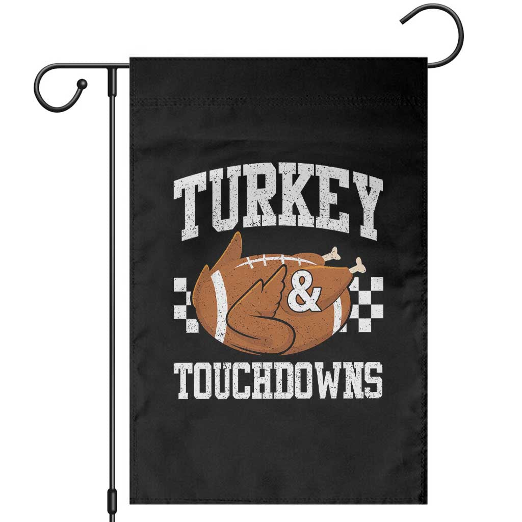 Funny Turkey And Touchdowns Garden Flag Thanksgiving American Football - Wonder Print Shop