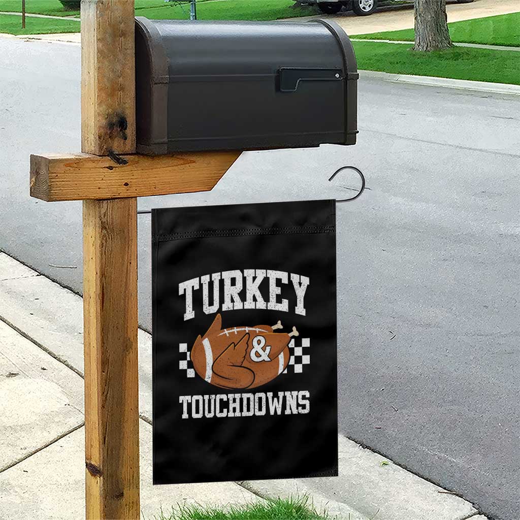 Funny Turkey And Touchdowns Garden Flag Thanksgiving American Football - Wonder Print Shop